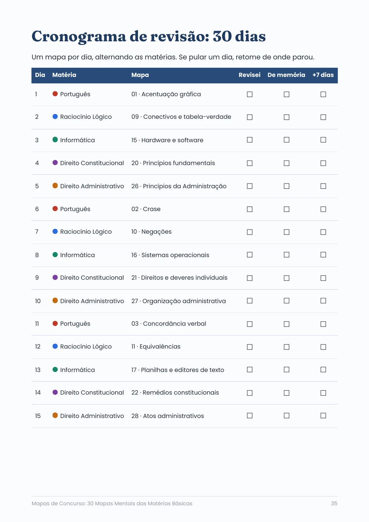 Página real do PDF Mapas de Concurso: cronograma de revisão